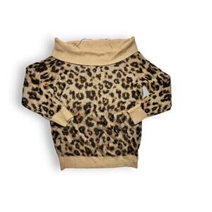 Others Follow Leopard Print Cowl/Off Shoulder Sweater Size Medium
